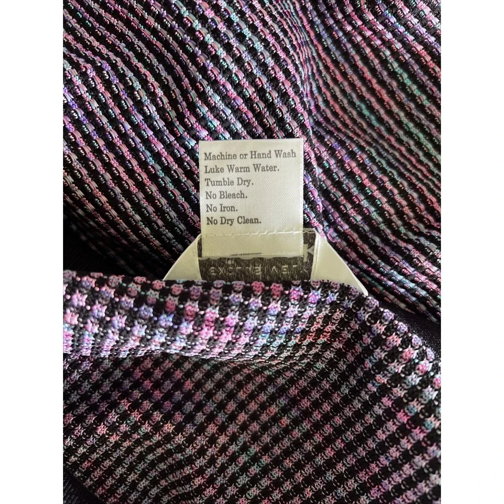 NWT Exclusively Misook Knee Length Acrylic Knit Skirt Size Large Black Pastel